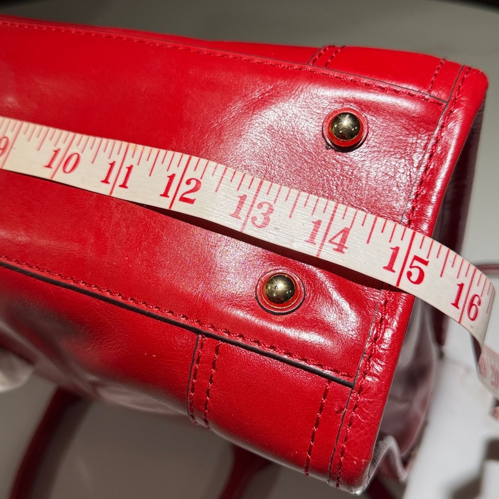 NEW MILLY Leather Crossbody/Shoulder Vintage Tote Bag, Red - Picture 12 of 16